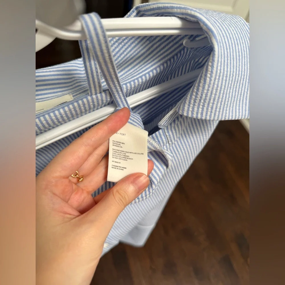 Oak and Fort Striped Off-Shoulder Shirt - Picture 5 of 8